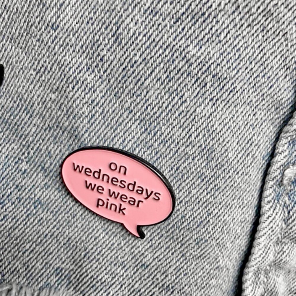 MEAN GIRLS 'ON WEDNESDAYS WE WEAR PINK' ENAMEL PIN LAPEL PIN BROOCH NWT - Picture 2 of 9
